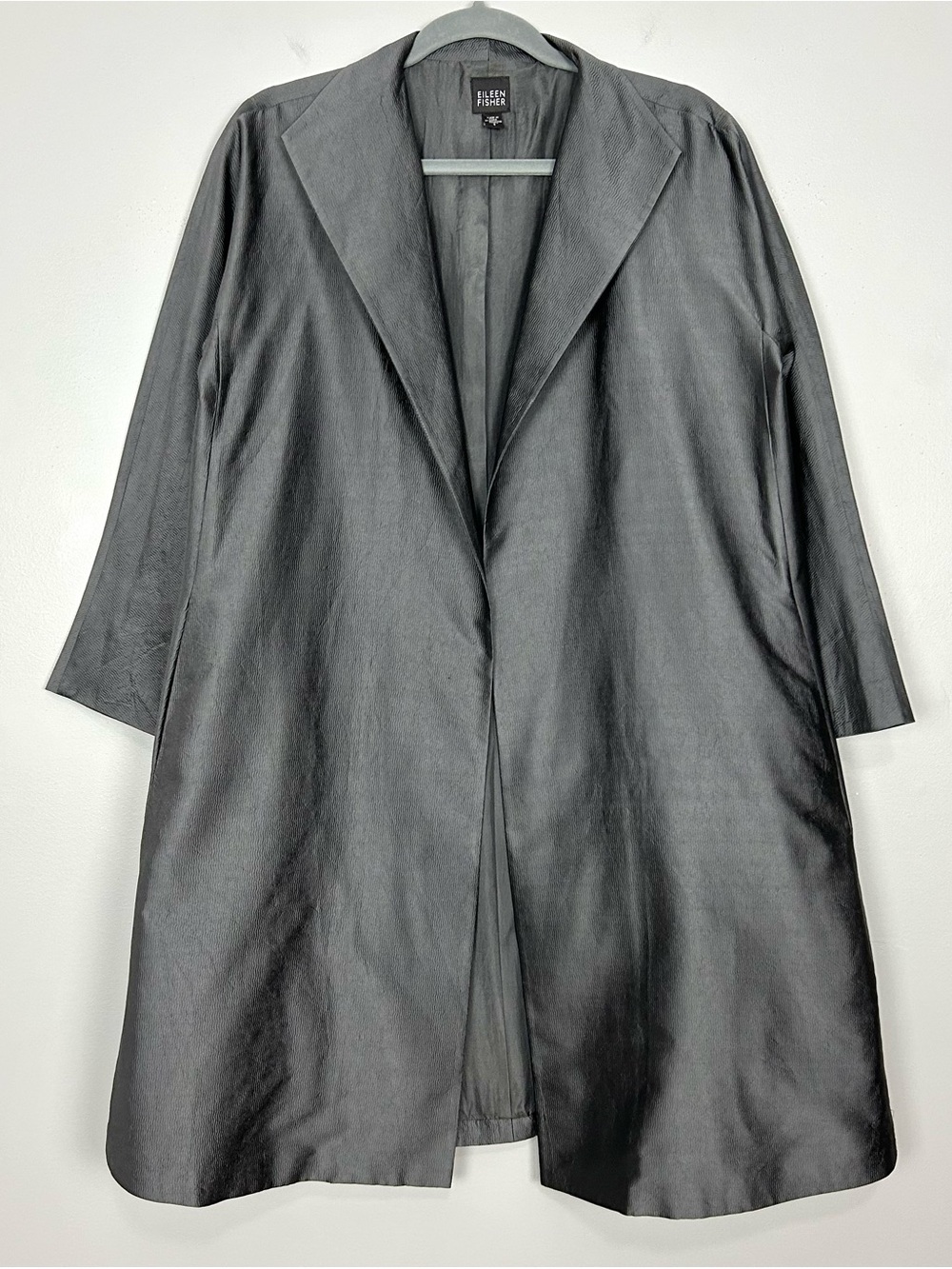 Eileen Fisher Silk Trench Jacket Women’s Size S Open Front Pockets Quiet Luxury - Picture 1 of 7